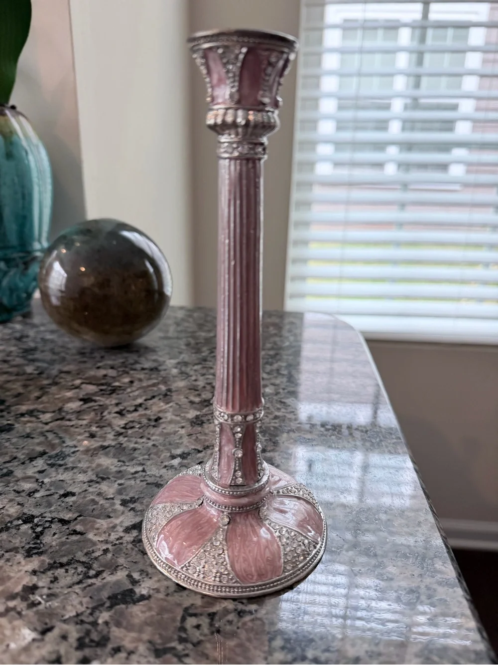 Elegant Pink Decorative Candlestick - Unbranded